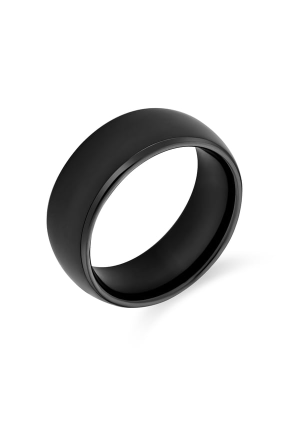 Mens Plain Dome 8MM Wedding Band Ring Black Silver Rose Gold Titanium Comfort Fit