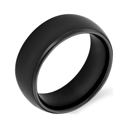 Bling Jewelry Mens Plain Dome 8MM Wedding Band Ring Black Silver Rose Gold Titanium Comfort Fit