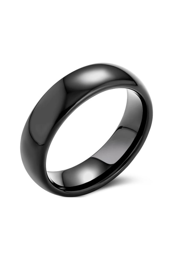 Mens Plain Dome 6MM Wedding Band Ring Black Silver Rose Gold Titanium Comfort Fit