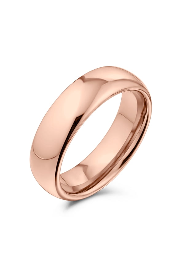 Mens Plain Dome 6MM Wedding Band Ring Black Silver Rose Gold Titanium Comfort Fit