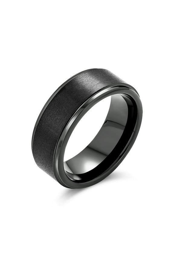 Mens 8MM Titanium Wedding Band Ring Beveled Edge Matte Brushed Finish Comfort Fit