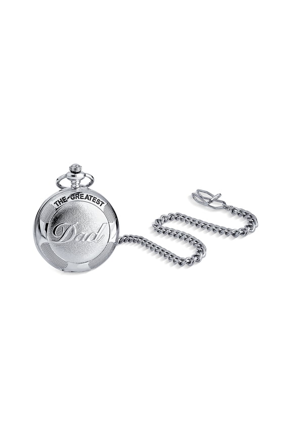 Mens Retro Vintage Style Skeleton Pocket Watch for Dad Chain Gold & Silver Finish