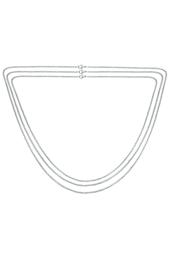 Mens Set of 3 Thin 2.5MM Silver Gold Black Steel Rolo Chain Necklace 16, 18 & 24 Inch