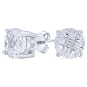 Bling Jewelry Unisex Round Solitaire CZ Stud Earrings for Men, Sterling Silver, 6-9MM Cubic Zirconia