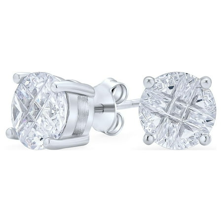 Bling Jewelry Unisex Round Solitaire CZ Stud Earrings for Men, Sterling Silver, 6-9MM Cubic Zirconia