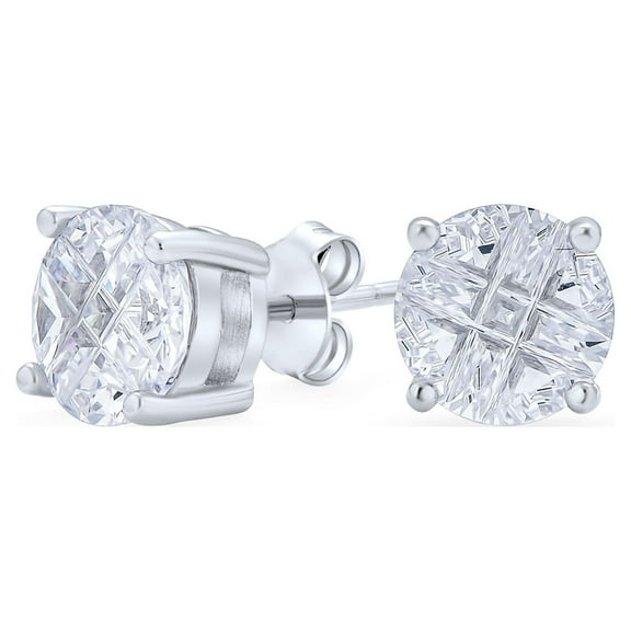 Bling Jewelry Unisex Round Solitaire CZ Stud Earrings for Men, Sterling Silver, 6-9MM Cubic Zirconia