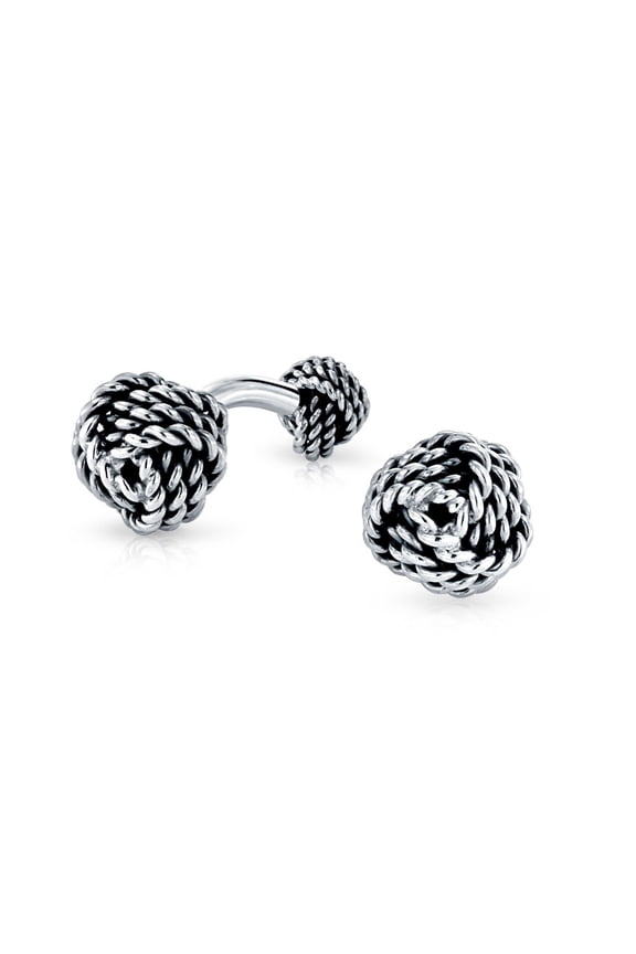 Mens Solid Double Sided Love Knot Shirt Cufflinks for Men - Sterling Silver Gift