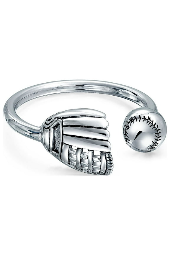 Mens Sports Fan Baseball Catchers Mitt Key Chain with Horseshoe Key Ring Holder