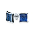 thumbnail image 1 of Bling Jewelry Mens Square CZ Stud Earrings for Men Black Blue White Sterling Silver 9MM Screw Back, 1 of 5