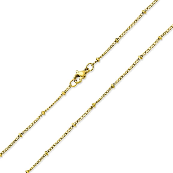 Bling Jewelry Mens Delicate Saturn Ball Chain Link Necklace Gold Plated Stainless Steel 16"