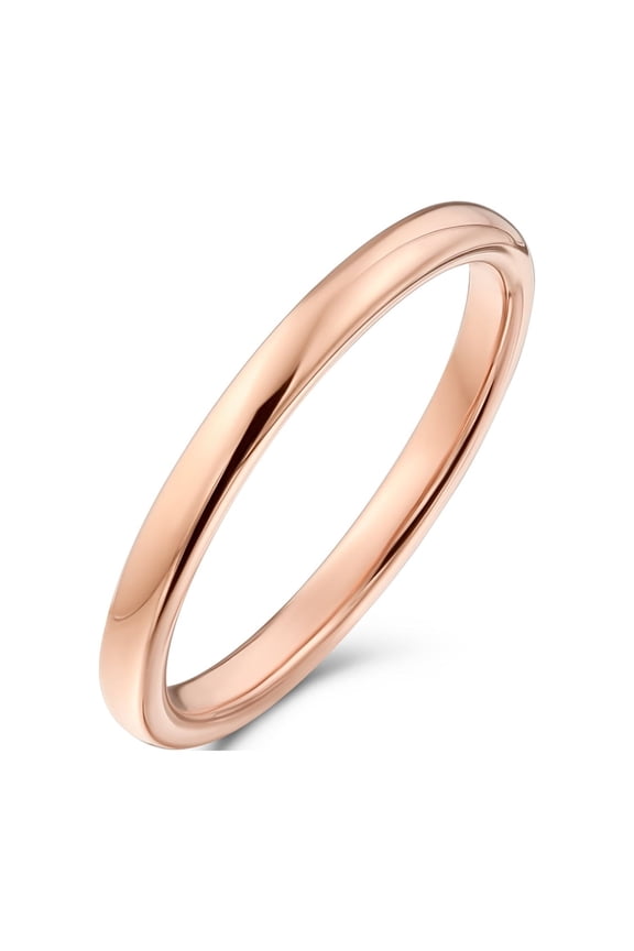 Mens Thin Stackable Minimalist Titanium Wedding Band Ring - Black Dome Comfort Fit