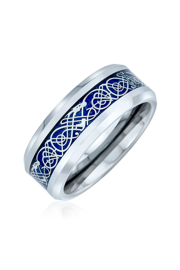Mens Celtic Knot Titanium Wedding Band Ring Dragon Carbon Fiber