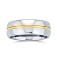 thumbnail image 1 of Bling Jewelry Mens Two Tone Titanium Wedding Band Ring with 14K Gold Plated Center Stripe for Men, 1 of 4