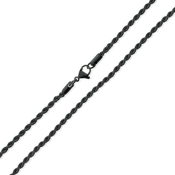 Bling Jewelry Mens 3mm 043 Gauge Classic Twist Chain Necklace Black Stainless