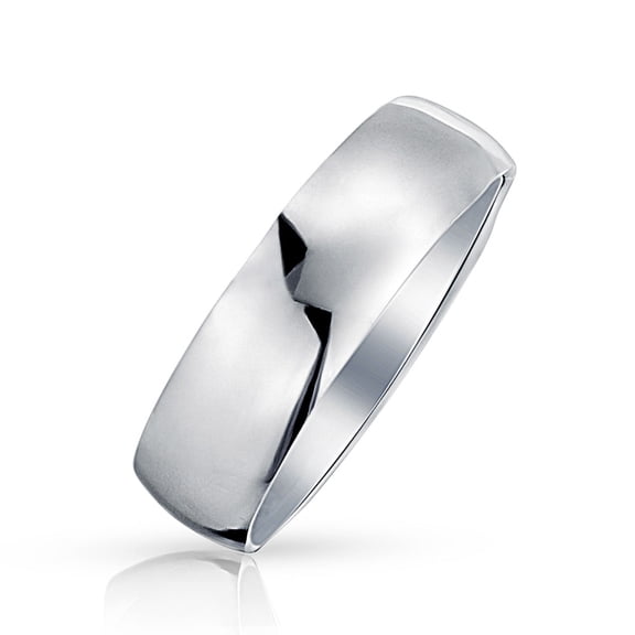 Bling Jewelry Mens Unisex Classic Minimalist Dome Sterling Silver Ring for Couples Wedding Band