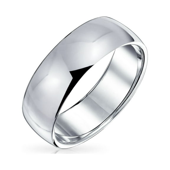 Bling Jewelry Mens Unisex Classic Minimalist Dome Sterling Silver Ring for Couples Wedding Band