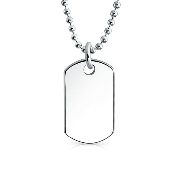 Bling Jewelry Mens Sterling Silver Dog Tag Pendant Necklace Men and Teens