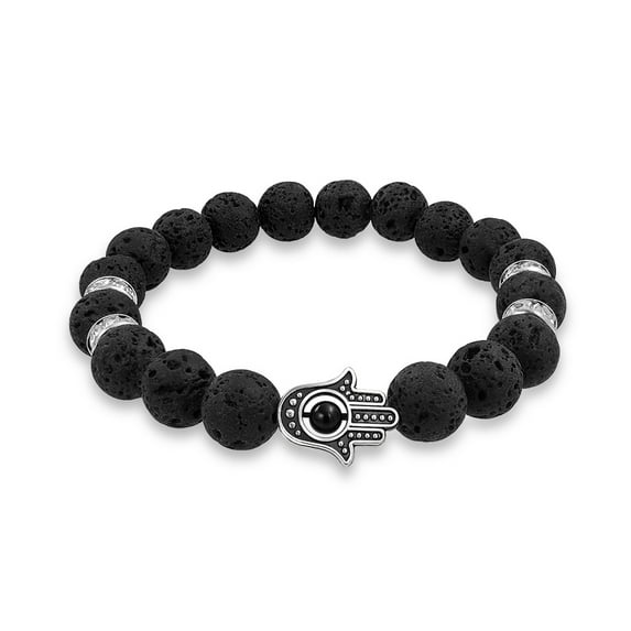 Bling Jewelry Mens Unisex Talisman Amulet Stretch Bracelet with Gemstones and Hamsa Hand Charm