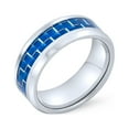 thumbnail image 1 of Bling Jewelry Mens Unisex Titanium Wedding Band Ring with Simulated Blue Opal Inlay for Couples, 1 of 4