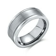 thumbnail image 1 of Bling Jewelry Mens Unisex Titanium Wedding Band Ring Double Grooved Matte Center Silver Comfort Fit, 1 of 4