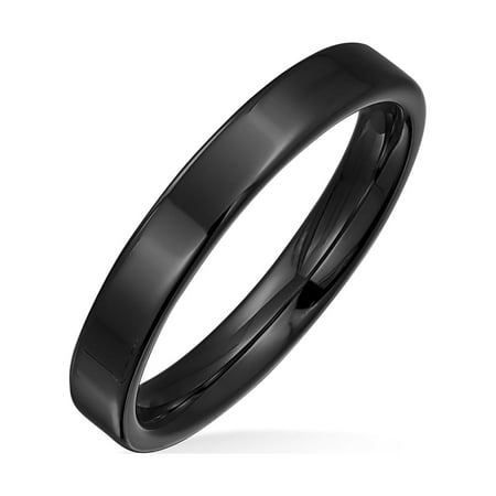 Bling Jewelry Mens Plain Basic 3MM Thin Flat Wedding Band Ring Comfort Fit Titanium
