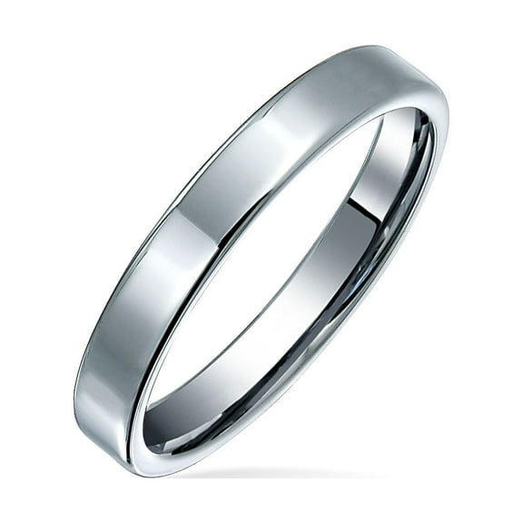 Bling Jewelry Mens Plain Thin Flat Band Rings Polished Titanium Comfort Fit 3MM