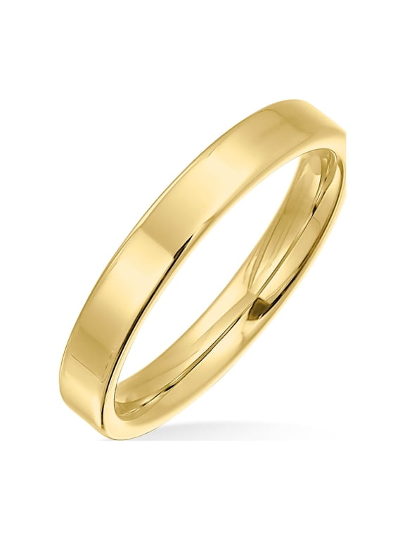 Mens 3MM Flat Wedding Band Ring Comfort Fit Gold Tone Titanium