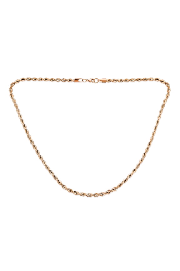 Mens Unisex Urban Biker 5MM Twist Cable Rope Chain Necklace Rose Gold Stainless Steel