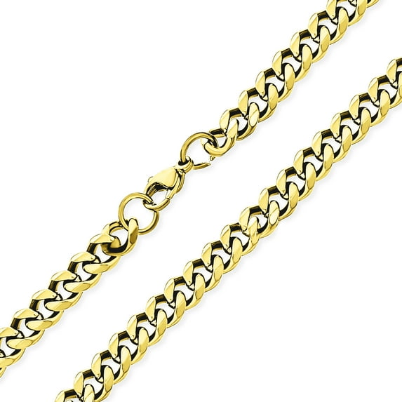 Bling Jewelry Mens Urban Biker Jewelry Men's Gold Tone Stainless Steel Curb Necklace 18 Inch