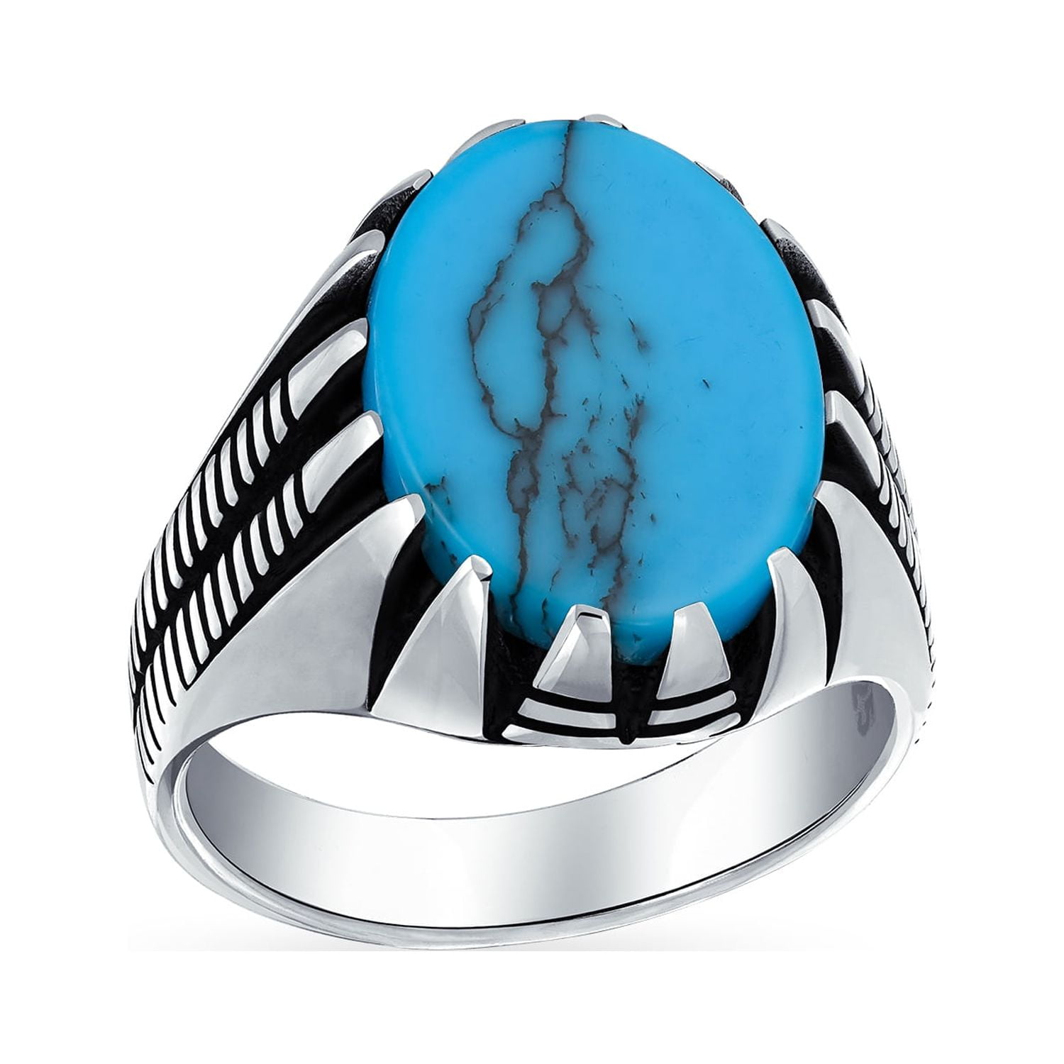 Round Stone Bisbee Turquoise Men's Ring • Navajo Arts And Crafts Enterprise