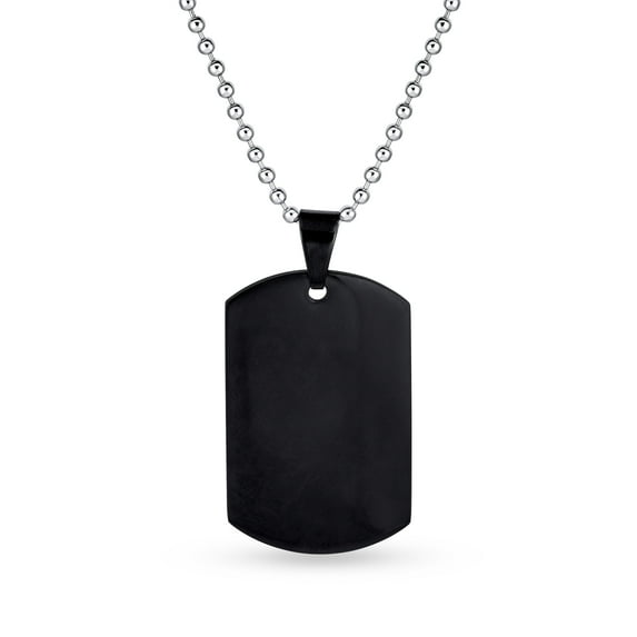 Bling Jewelry Mens X-Large Men's Military Dog Tag Pendant Necklace Black Gold Silver 24" Chain