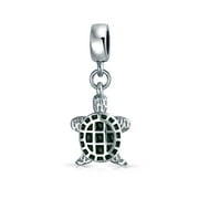 Bling Jewelry Nautical Green Turtle Tropical Vacation Dangle Bead Charm .925 Silver