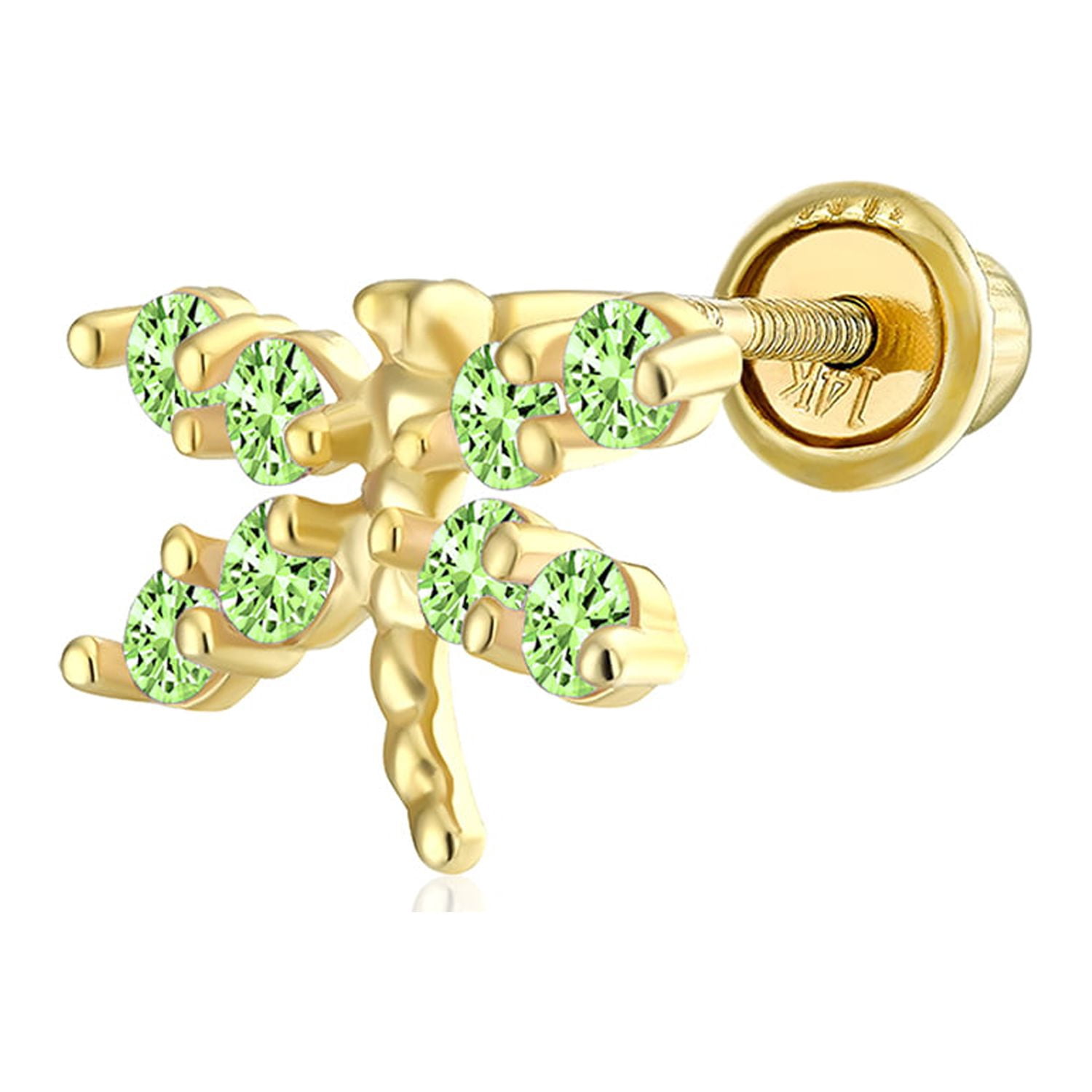 Gold Dragonfly Earrings For Women - 14k Gold Plated Cubic Zirconia Dangle Huggie Hoop Drop Earrings