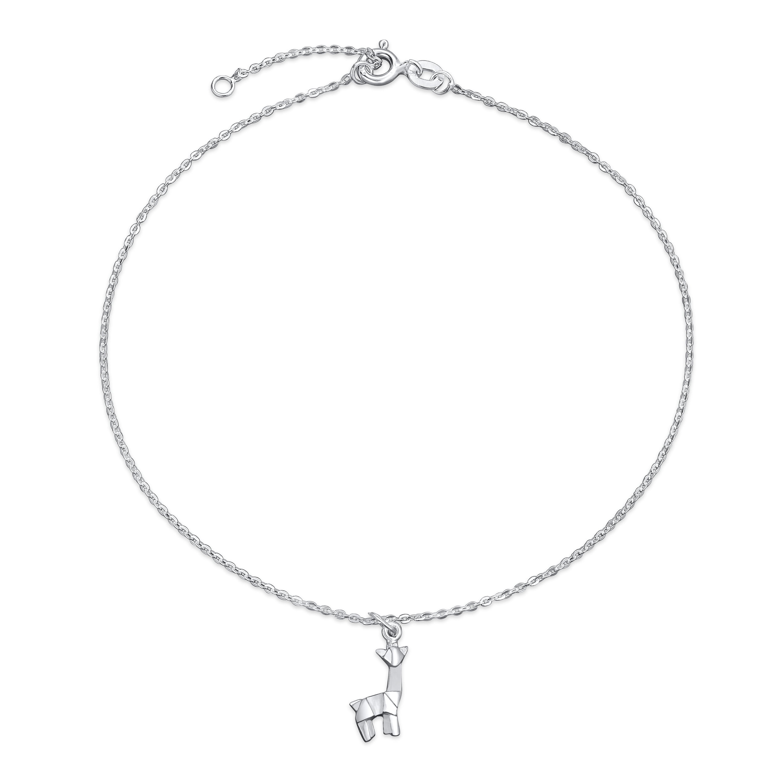 Bling Jewelry Womens 3D Origami Giraffe Anklet Ankle Bracelet Sterling Silver 9 10 Inch