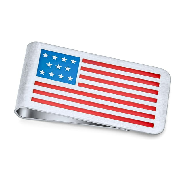 Bling Jewelry Patriotic USA Flag Red White Blue Stars Stripes Money Clip