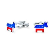 Bling Jewelry Patriotic USA Red Blue Democrat Donkey Shirt Cufflinks Stainless Steel
