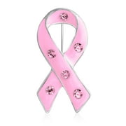 Bling Jewelry Pink Ribbon Breast Cancer Survivor Brooch Pin Crystal Enamel
