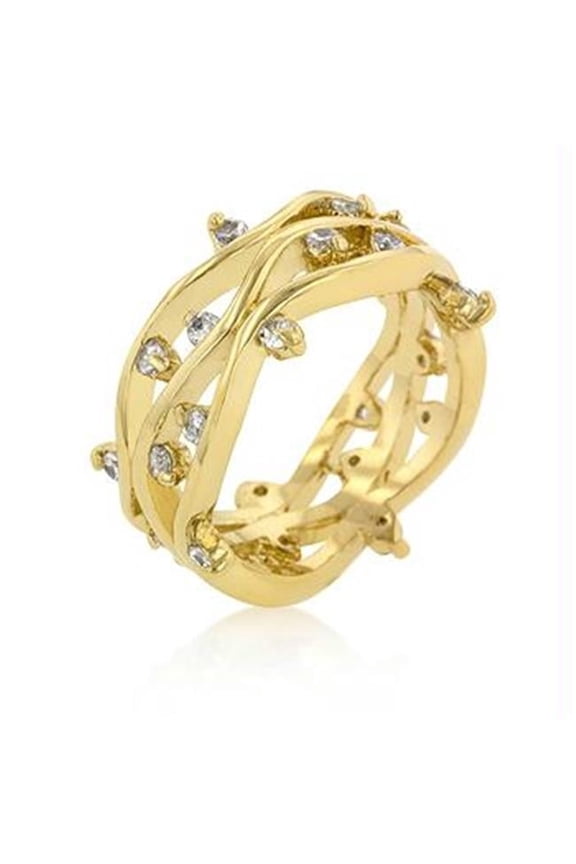 Bling Jewelry R-20-7 Golden CZ Vines Ring - All Clear - Size : 06