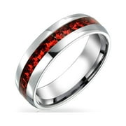 Bling Jewelry Red Channel Set Crystal Eternity Band Ring Silver Tone Stainless Steel