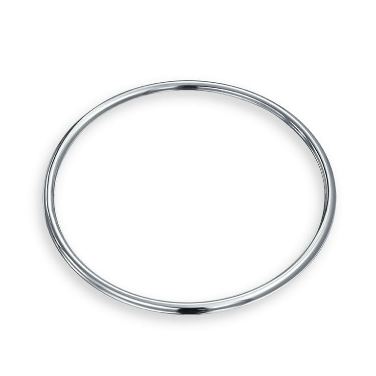 Basic Stackable 3mm Smooth Rounded Bangle Bracelet .925 Sterling Silver