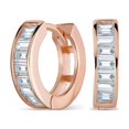 thumbnail image 1 of Bling Jewelry Womens Small Baguette Cut CZ Channel Hoop Earrings Rose Gold Plated Sterling, 1 of 5