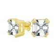thumbnail image 1 of Bling Jewelry Womens Solitaire Asscher Cut CZ Stud Earrings Gold Plated Sterling Silver, 1 of 3