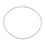 Bling Jewelry Sterling Silver Cable Rope Chain Anklet Bracelet for Women Teens 10 Inch Made in Italy