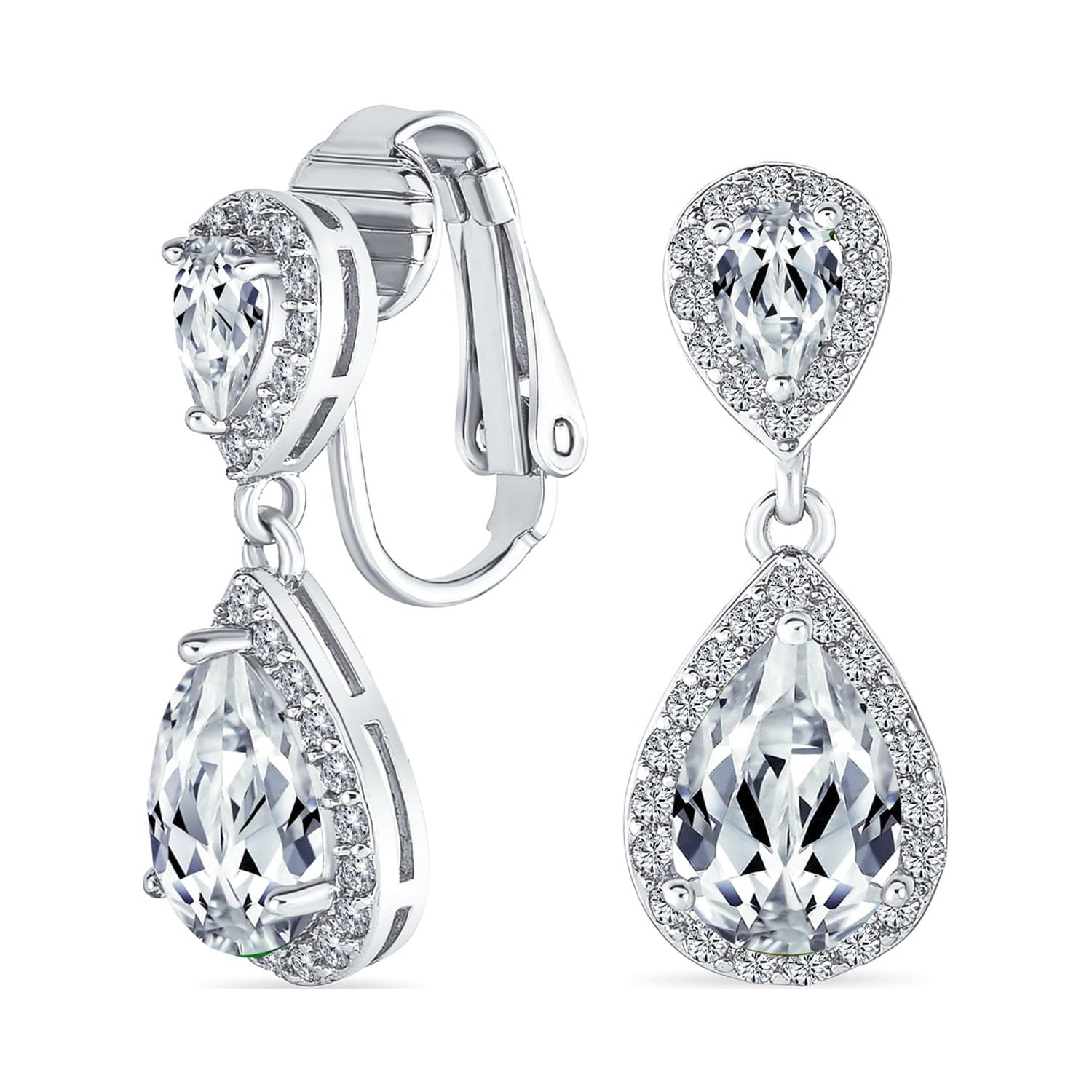 Amazon.com: Cubic Zirconia CZ Teardrop Long Dangle Chandelier Prom  Statement Earrings For Women .925 Sterling Silver: Dangle Earrings:  Clothing, Shoes & Jewelry