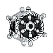 Bling Jewelry Travel Tourism Vacation Nautical Boat Ship Wheel Charm Bead .925 Silver
