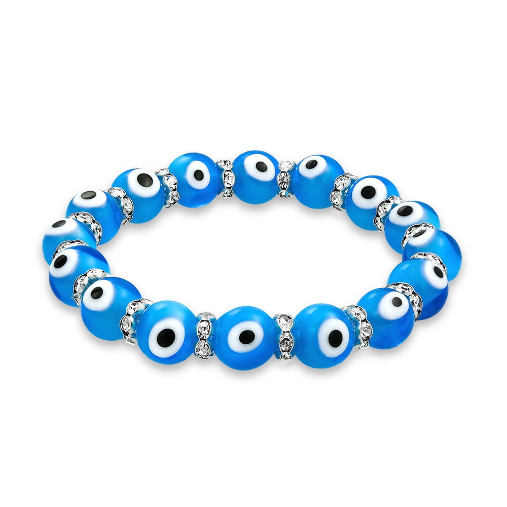 Bling Jewelry Turkish Turquoise Evil Eye Bead Stretch Bracelet Rondelle