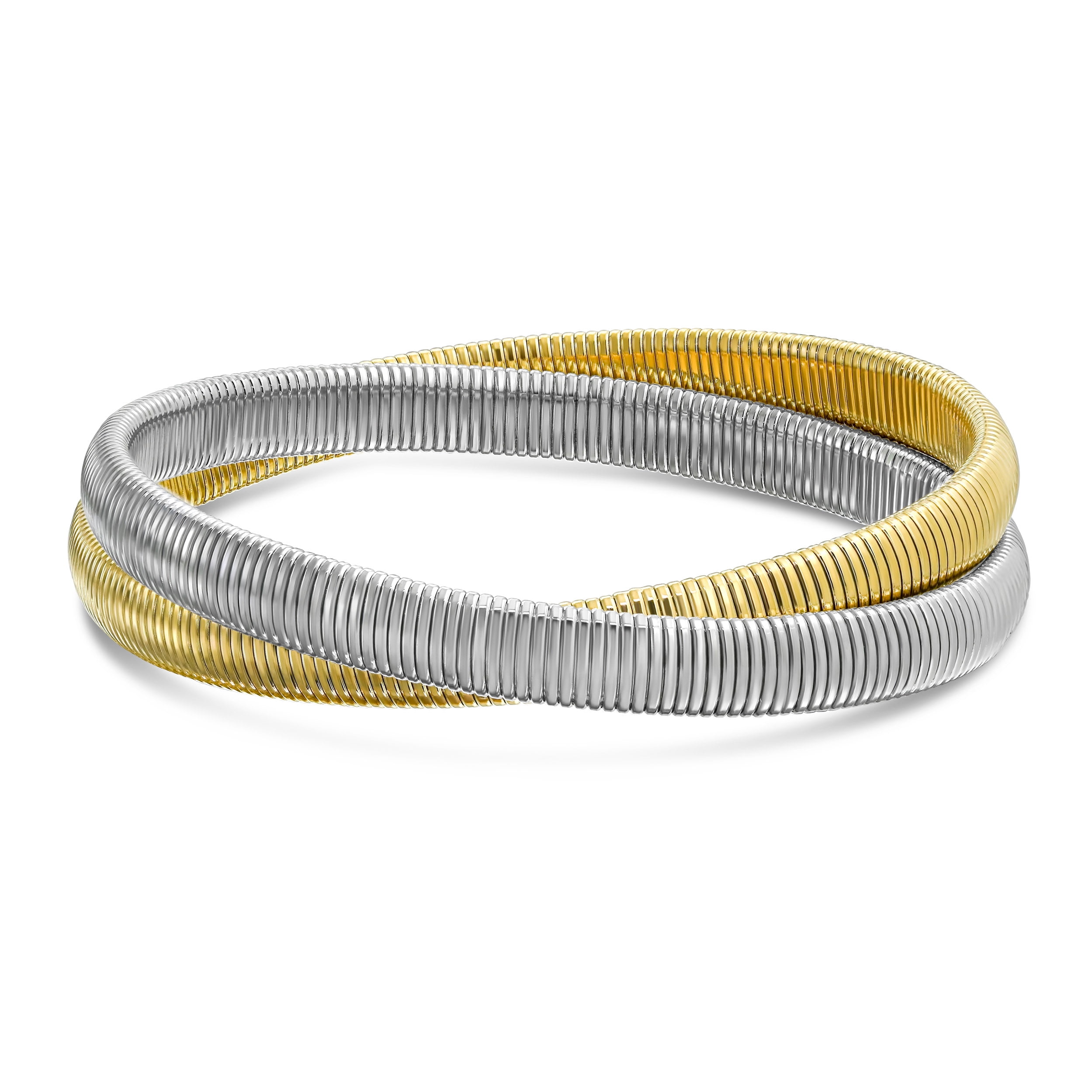 Bling Jewelry Womens Omega Snake Cobra Wide Bangle Bracelet Set Two Tone Twisted Bands Gold Black Gunmetal Walmart