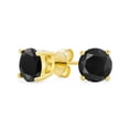 thumbnail image 1 of Bling Jewelry Unisex Stud Earrings Black Round Solitaire 14K Gold Sterling Silver, 1 of 5