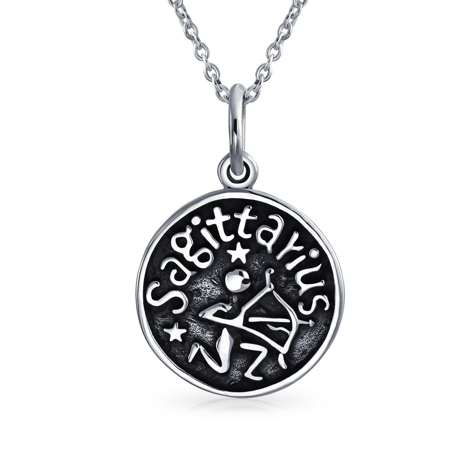 Sagittarius Zodiac Pendant Necklace in Oxidized Sterling Silver