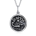 thumbnail image 1 of Bling Jewelry Unisex Scorpio Zodiac Sign Astrology Horoscope Round Medallion Pendant Necklace Silver, 1 of 6